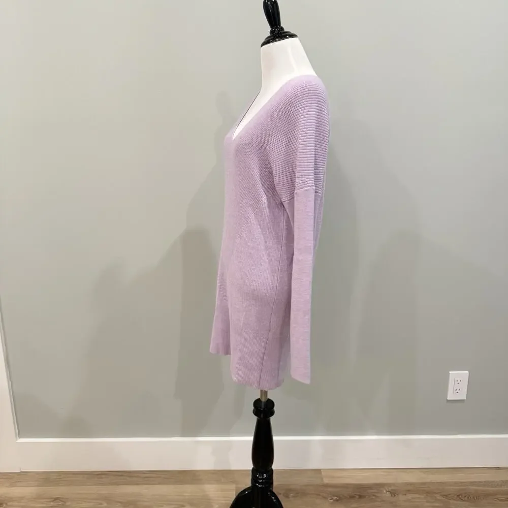 White House Black Market Sweater Women’s Size Medium Purple Ribbed Tunic NEW NWT